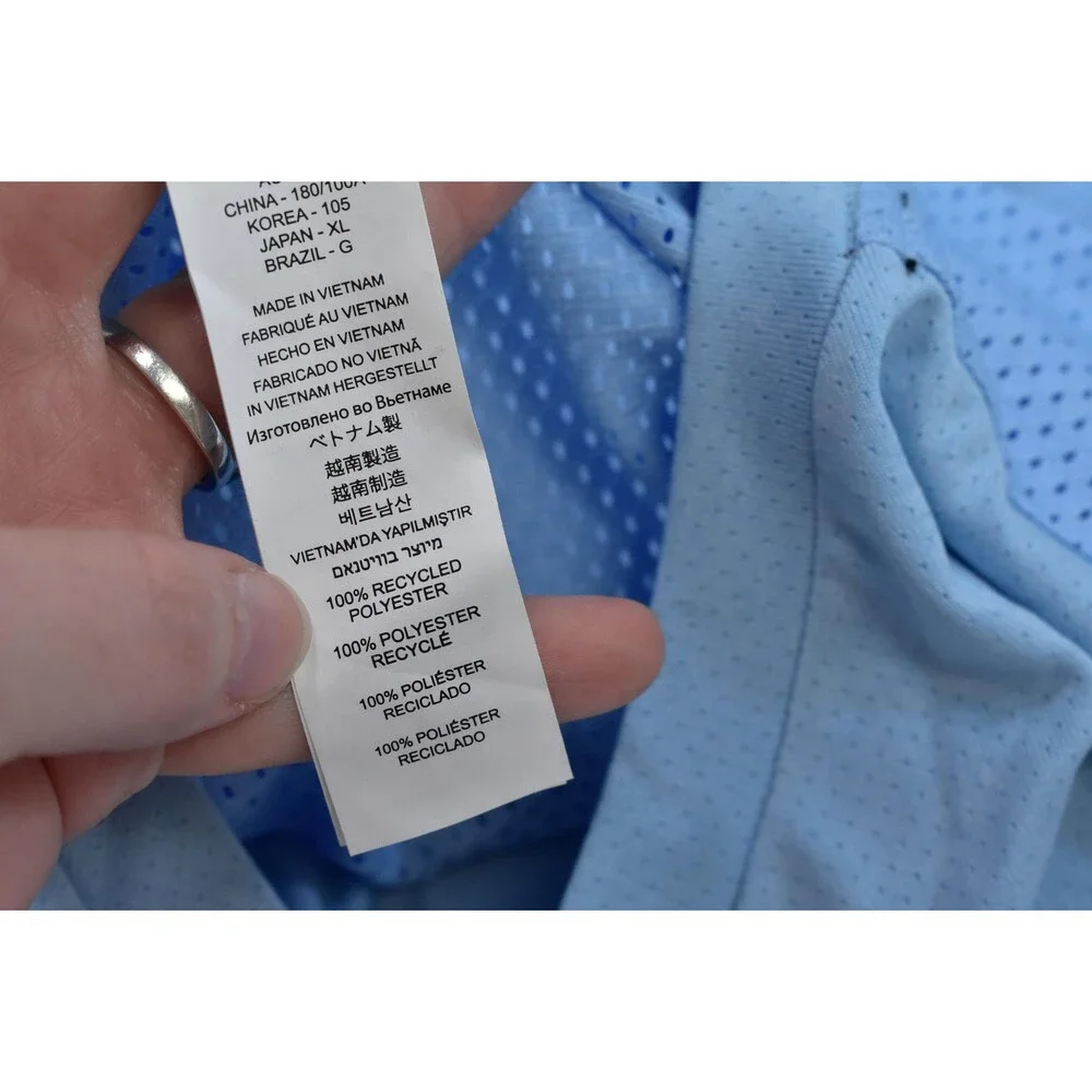 New Balance Shirt Mens Large Blue Athletic 5K REV SS Recycled Polyester Running - Picture 7 of 12